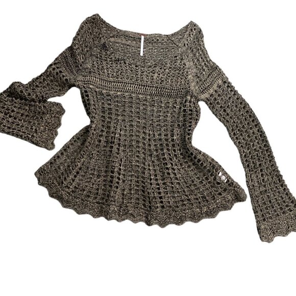 Free People Annabelle Crochet Pullover Top Beach Cover-up Sz S #136B - Picture 8 of 10